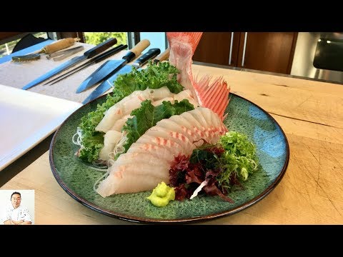 Sashimi de pargo rojo de ojo grande | Limpiar, Rebanar, Plato