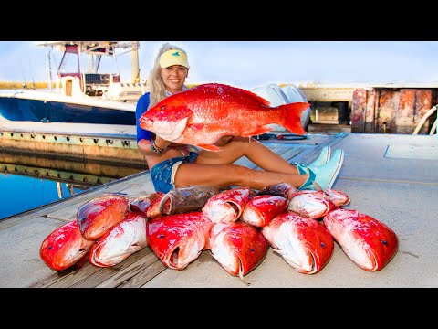 Wir fingen unser Limit an Giant RED SNAPPER! Fangen Sie sauberes Essen! Tiefsee-Abenteuer (Fischen im Golf von Mexiko)