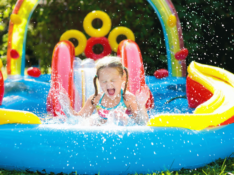 Small Inflatable Pool with Dry Slide