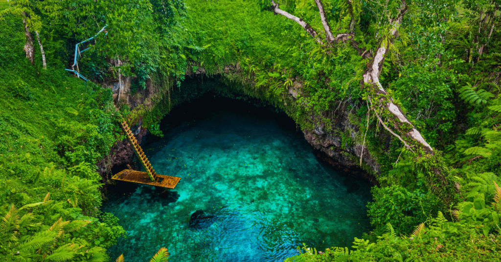Oceania To Sua ocean trench famous swimming hole Upolu Samoa South Pacific