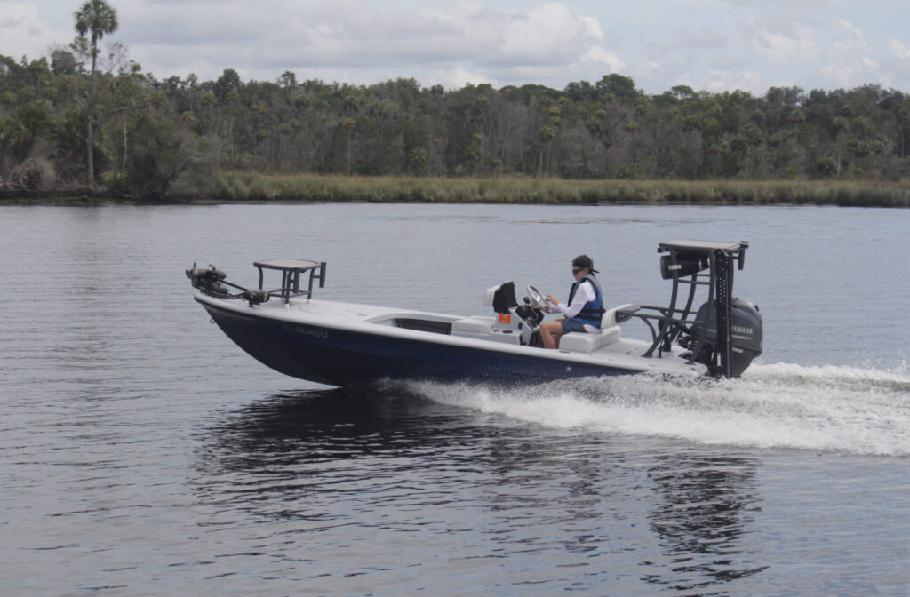 Best Boat for Shallow Waters: The Yellowfin 17 can swim in less than 6 inches (ca. 15 cm) deep water. Picture Courtesy Yellowfin Boats